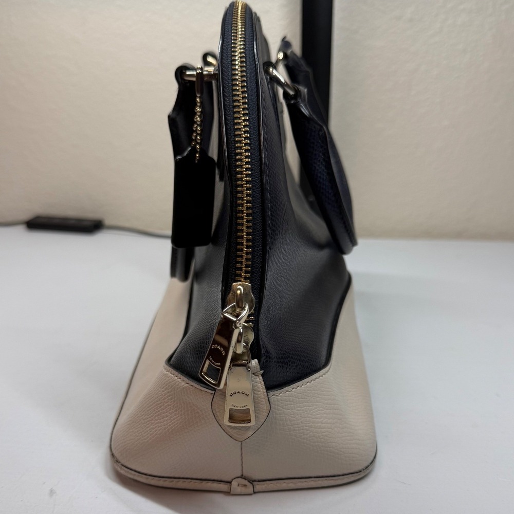 COACH Cora Crossgrain Domed Satchel F34491 Midnight/Chalk Hang Tag NO STRAP‎ Y2k - Picture 3 of 16